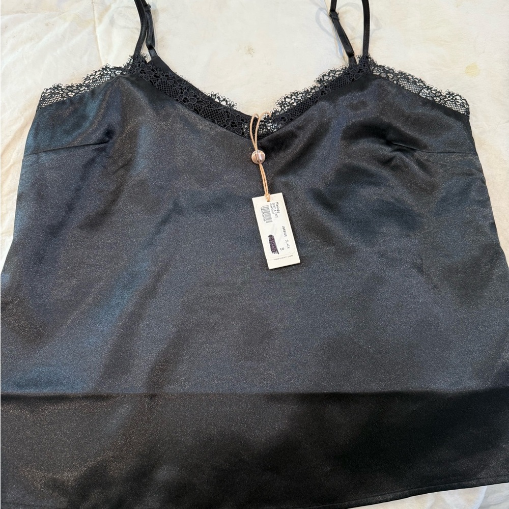 Elegant Black Lace Trim Camisole Heartloom